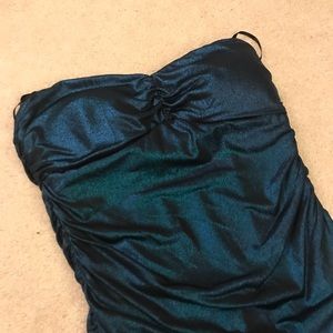 Forever 21 blue metallic tubtop dress size small